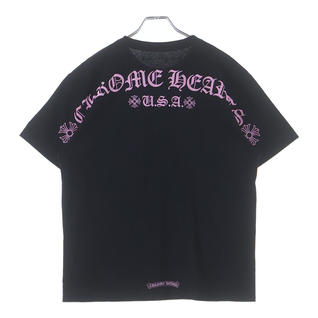 CHROME HEARTS(クロムハーツ) ×MATTY BOY USA マッティボーイ チョンパー刺繍 USA アーチロゴ 半袖Tシャツ カットソー ブラック/ピンク