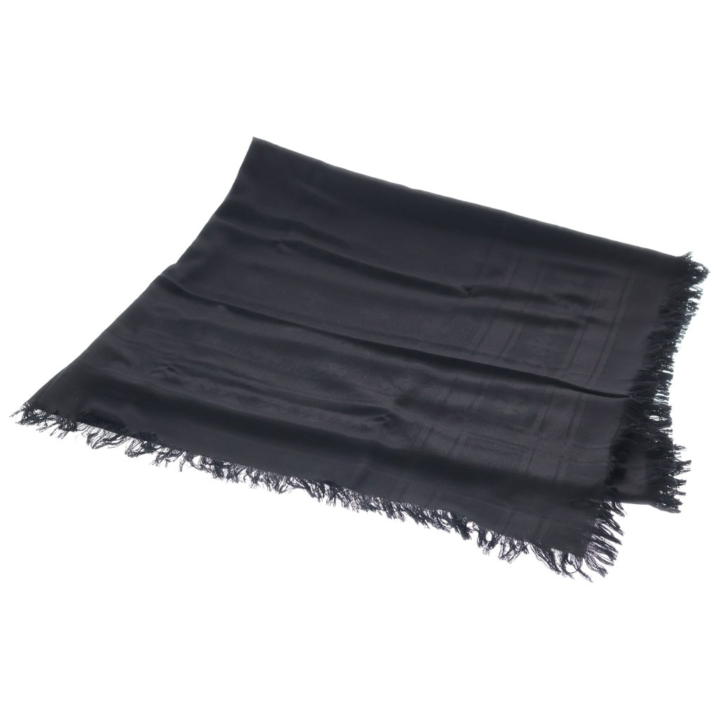 CHROME HEARTS(クロムハーツ) CH PLS SCARF CH プラス 総柄ジャガード シルク混 ウール フリンジ ストール スカーフ マフラー ブラック