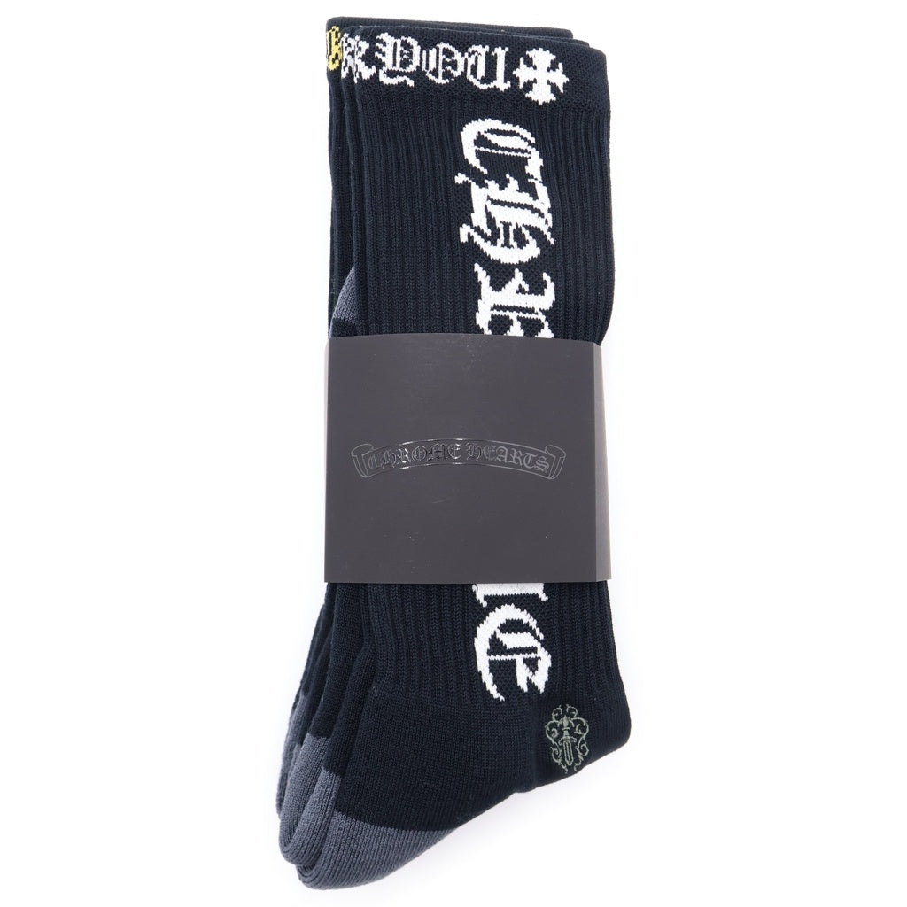 CHROME HEARTS(クロムハーツ) ダガー刺繍 ロゴ ソックス 3PK 3足セット ブラック