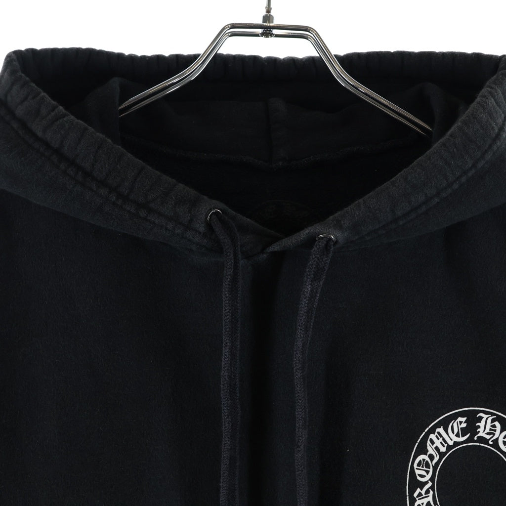 CHROME HEARTS(クロムハーツ) SWTSHRT PLVR 袖フローラル バックホースシュープリント スウェット プルオーバーパーカー ブラック