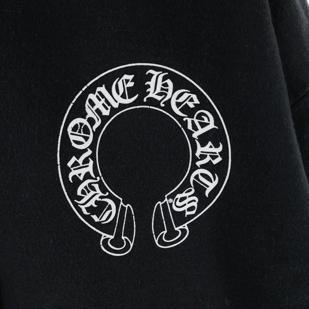 CHROME HEARTS(クロムハーツ) SWTSHRT PLVR 袖フローラル バックホースシュープリント スウェット プルオーバーパーカー ブラック