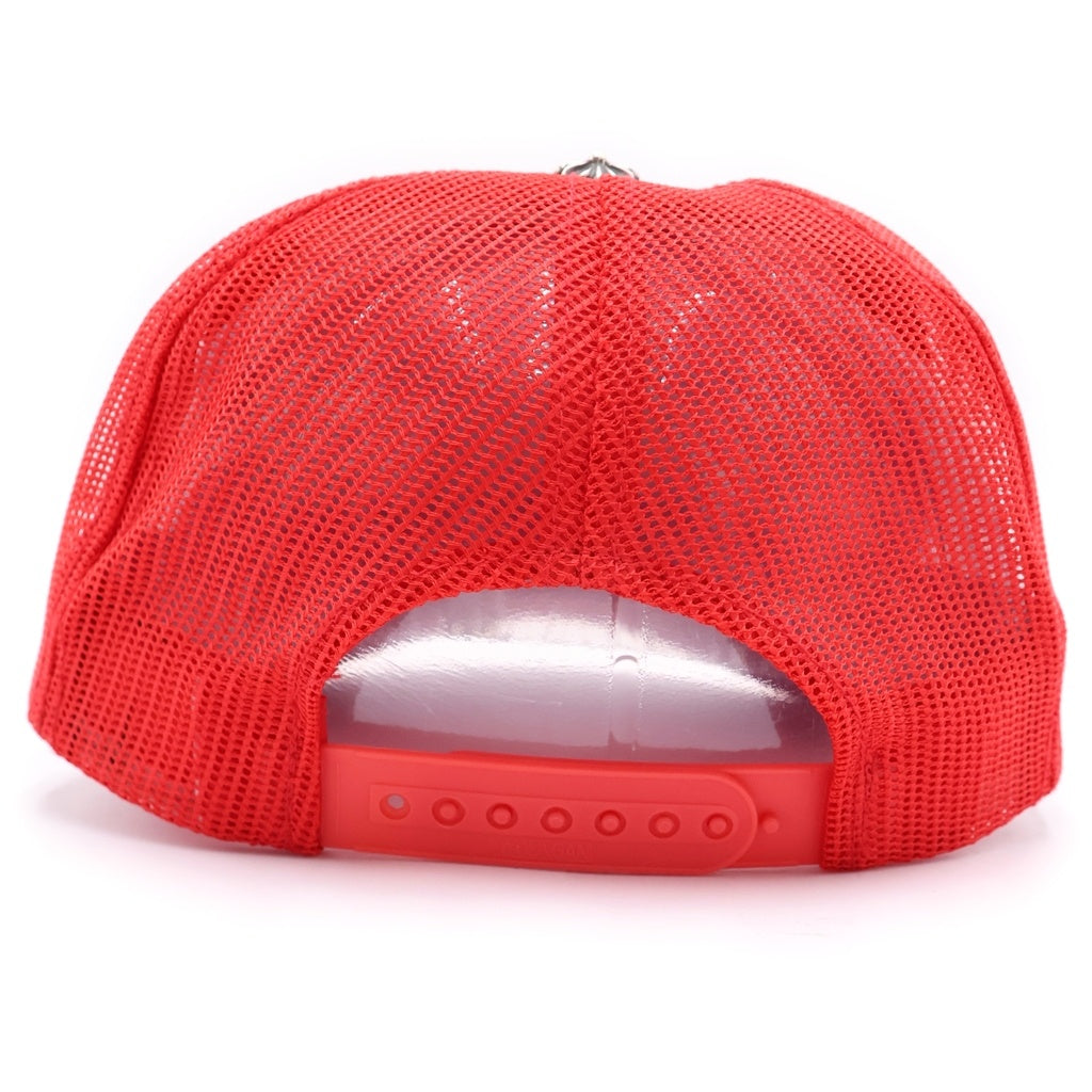 CHROME HEARTS(クロムハーツ) TRUCKER CAP FUCKパッチ クロスボール メッシュ トラッカーキャップ レッド
