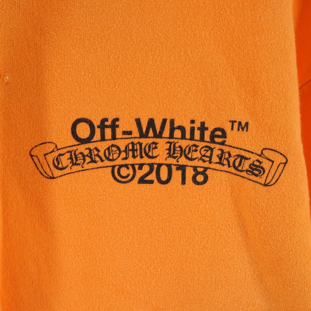 CHROME HEARTS(クロムハーツ) ×OFF WHITE HD PLVR V OFF WHITE オフホワイト ロゴプリント プルオーバーパーカー オレンジ