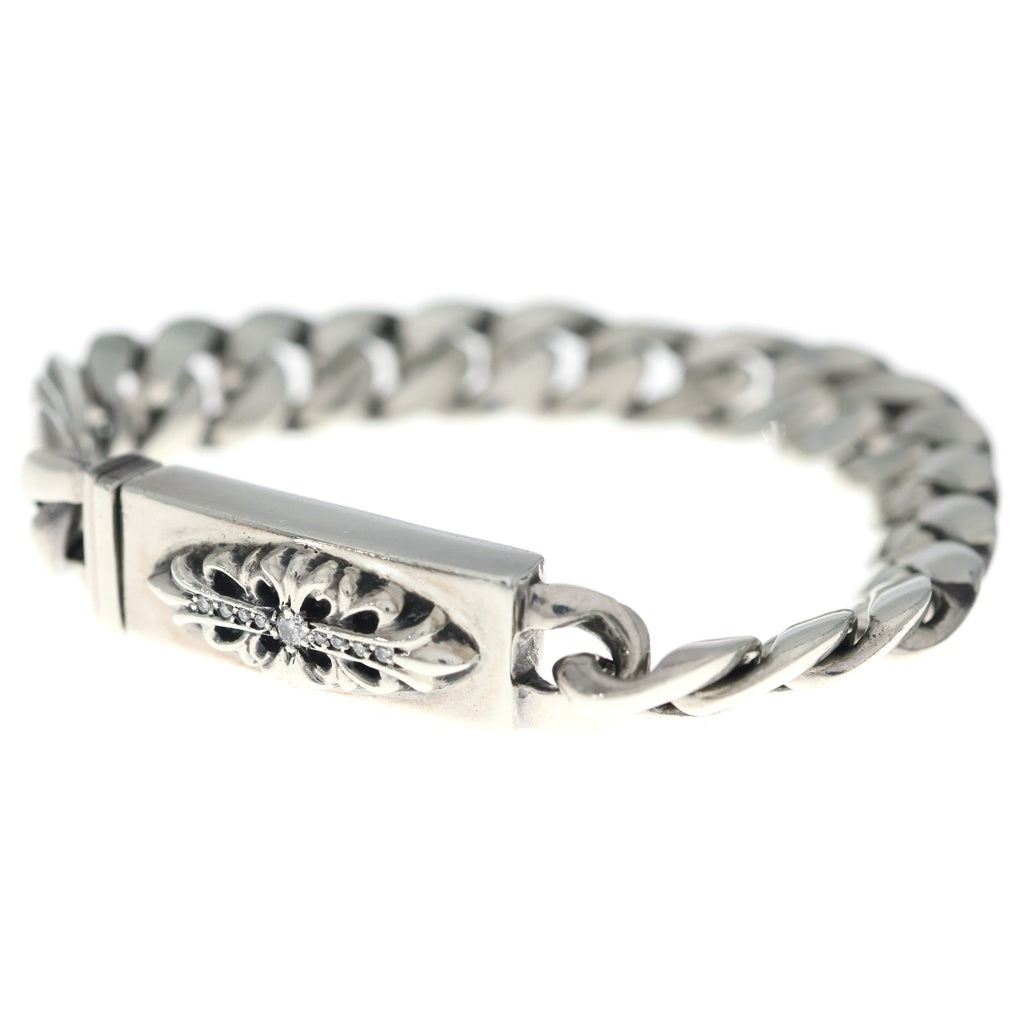 CHROME HEARTS(クロムハーツ) ID MINI FLORAL CRS P/DIA ミニID フローラルクロス PAVEダイヤ ブレスレット シルバー 20LINK