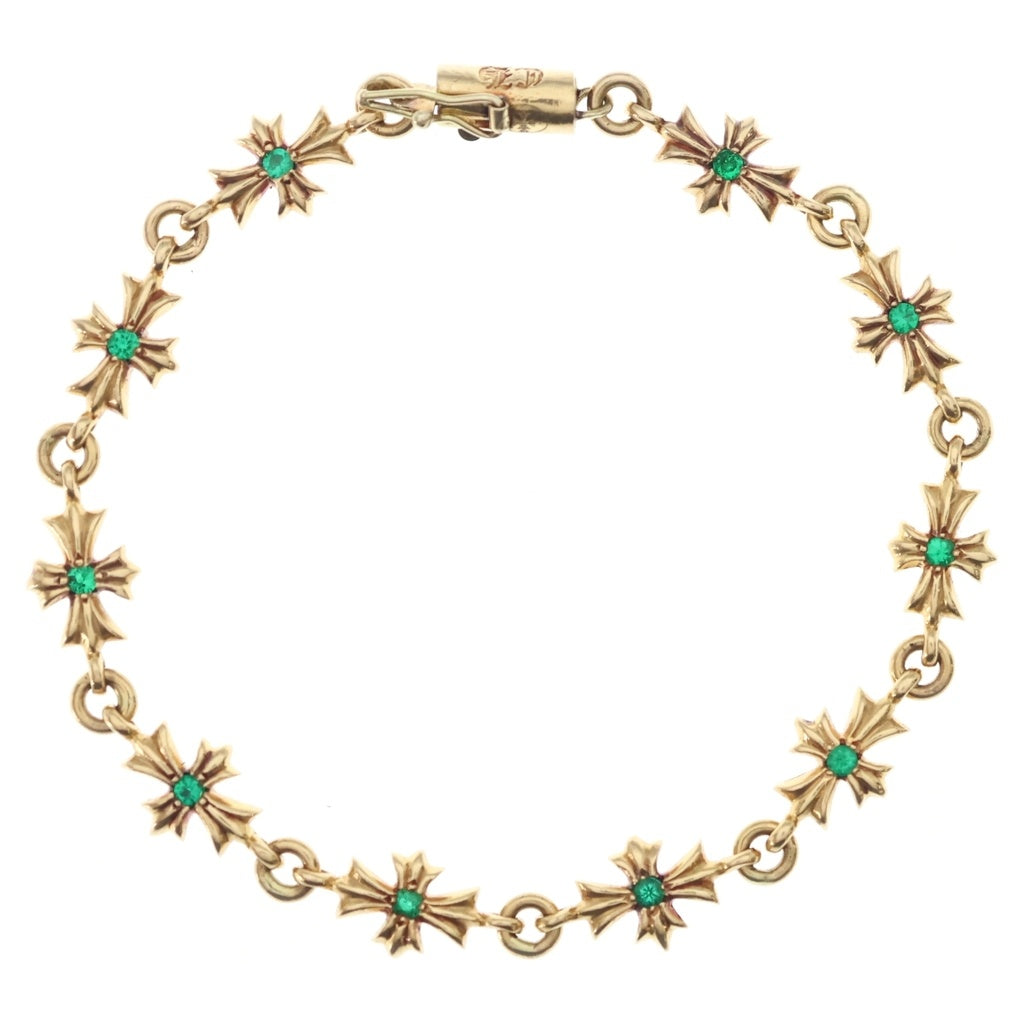CHROME HEARTS(クロムハーツ) 22K TNY E CH PLS P EMRLD タイニーECHプラス PAVEエメラルド ゴールドブレスレット