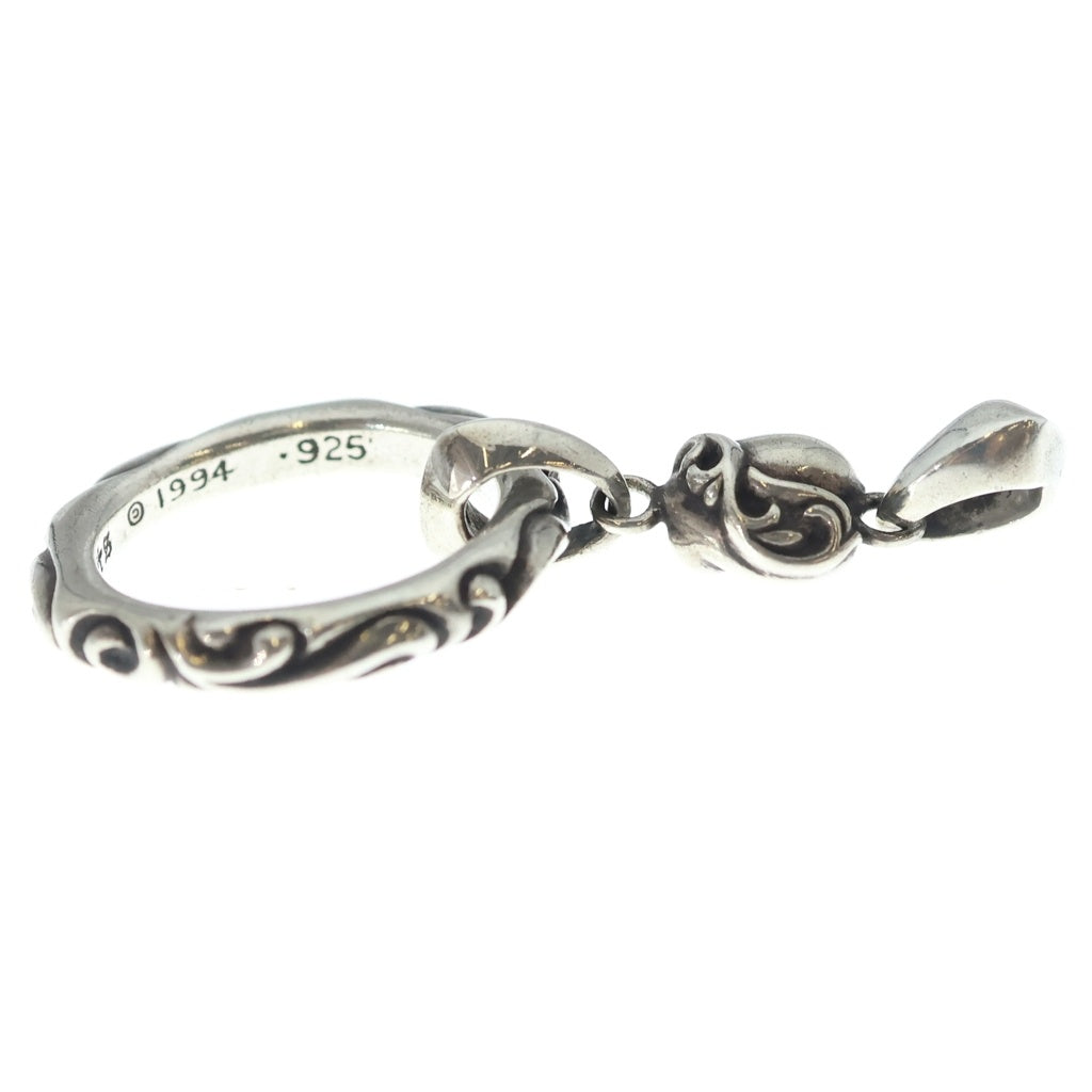 CHROME HEARTS(クロムハーツ) EWLP SCRL アイウェアループ wハートチャームシルバーネックレストップ