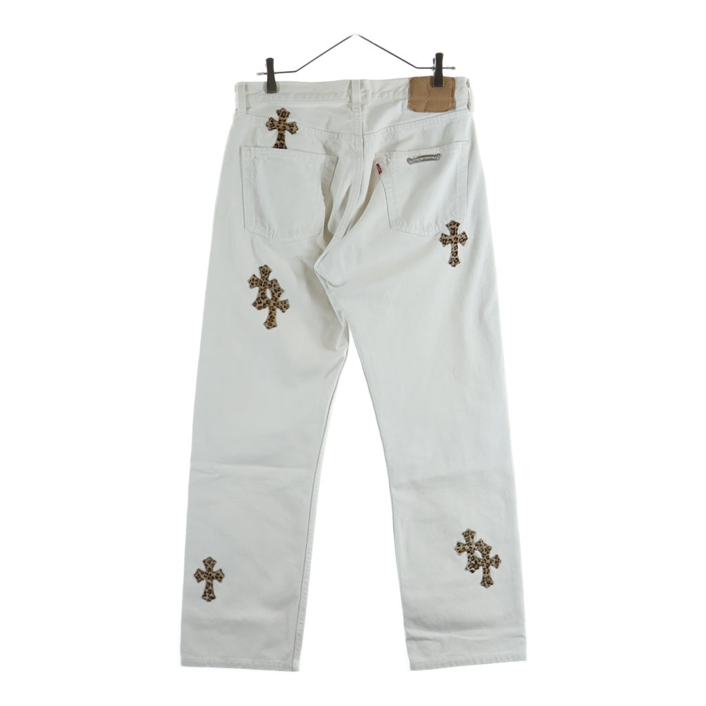 CHROME HEARTS(クロムハーツ) ×LEVI'S U VNTG JEAN WHT RED TAB クロスパッチ付きウォッシュド501デニムパンツ ホワイト
