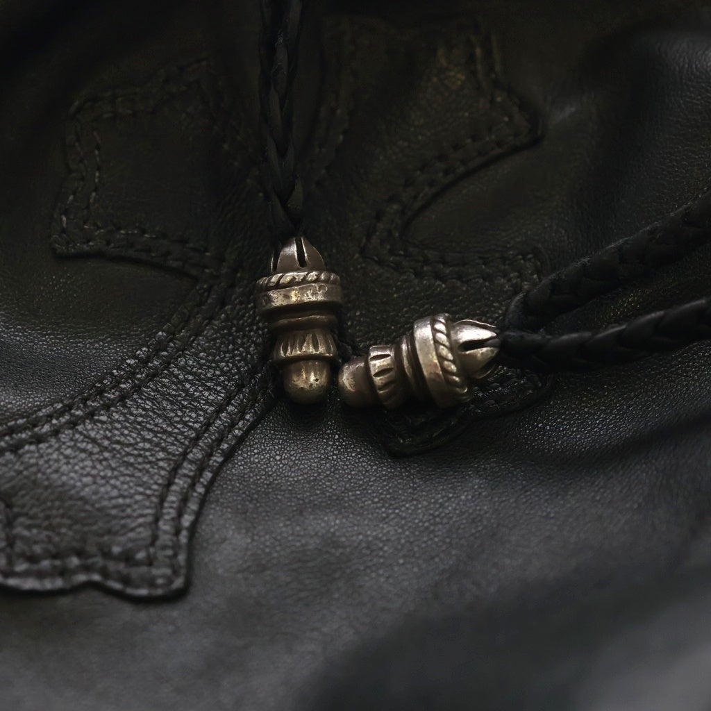 CHROME HEARTS(クロムハーツ) DRW STRNG SACK CRS PATCH クロスパッチドローストリングサックレザー巾着ハンドバッグ