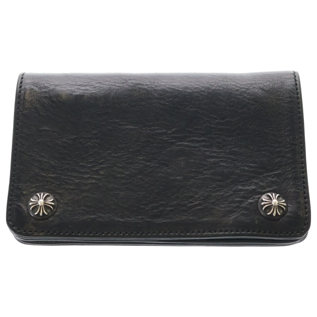 CHROME HEARTS(クロムハーツ) 1ZIP 1ジップ クロスボールボタン レザーウォレット 財布 ブラック BCA362