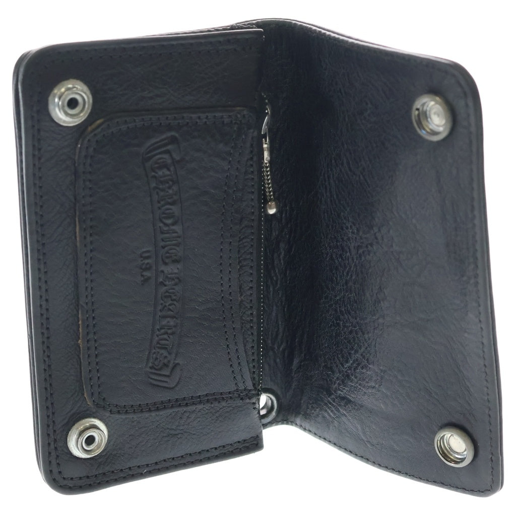 CHROME HEARTS(クロムハーツ) 1ZIP 1ジップ クロスボールボタン レザーウォレット 財布 ブラック BCA362
