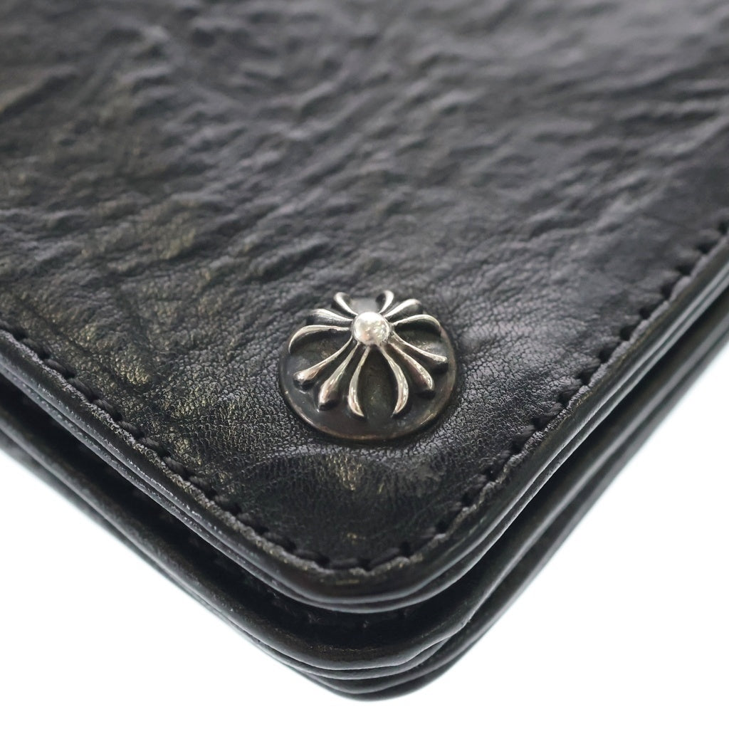 CHROME HEARTS(クロムハーツ) 1ZIP 1ジップ クロスボールボタン レザーウォレット 財布 ブラック BCA362