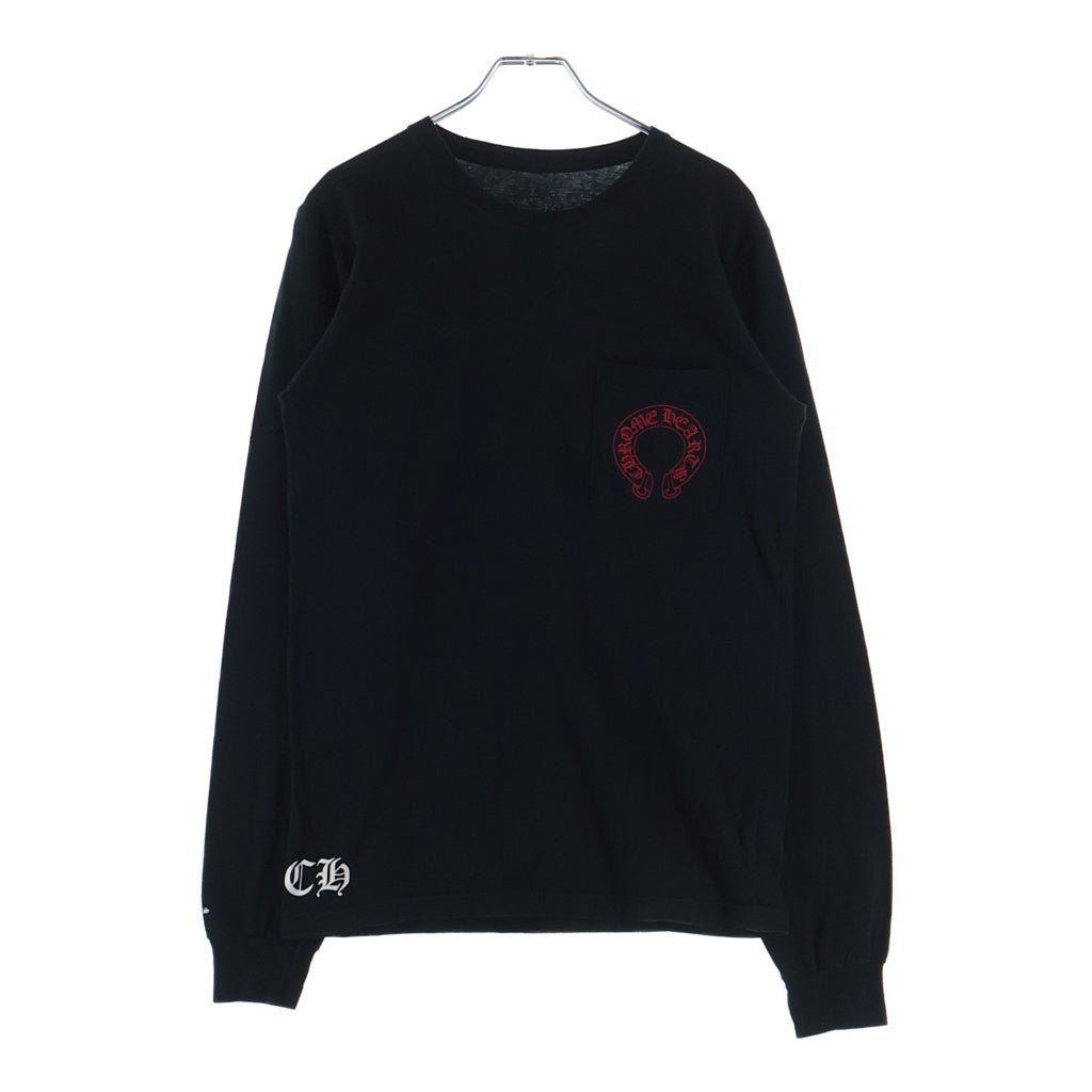 CHROME HEARTS(クロムハーツ) CEM CRS TEE バックホースシュー セメタリークロス プリント 長袖Tシャツ カットソー ブラック/レッド