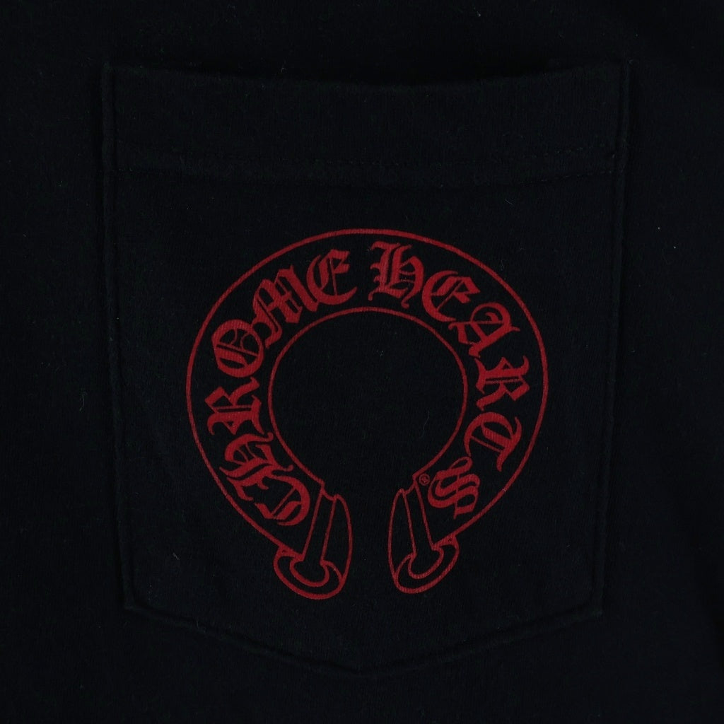 CHROME HEARTS(クロムハーツ) CEM CRS TEE バックホースシュー セメタリークロス プリント 長袖Tシャツ カットソー ブラック/レッド
