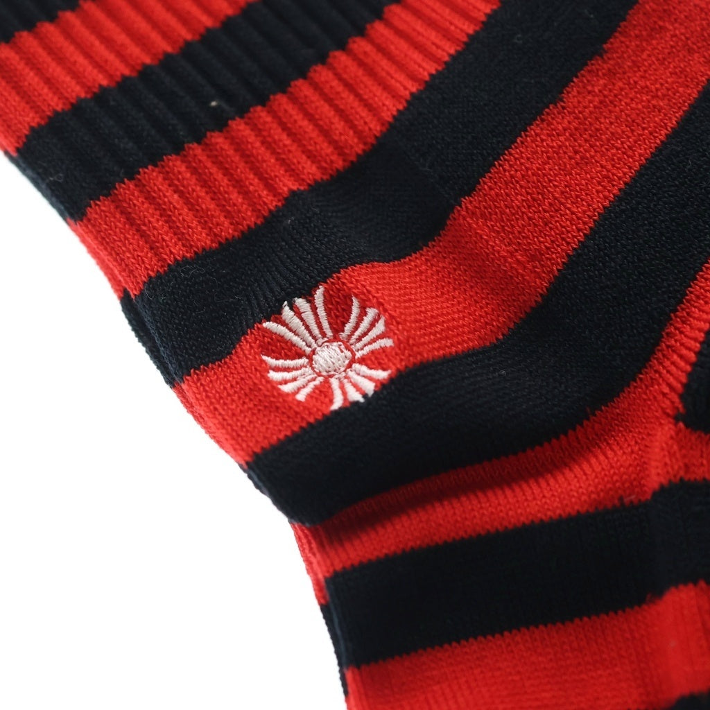CHROME HEARTS(クロムハーツ) CHプラス刺繍 ストライプ ソックス 靴下 レッド/ブラック