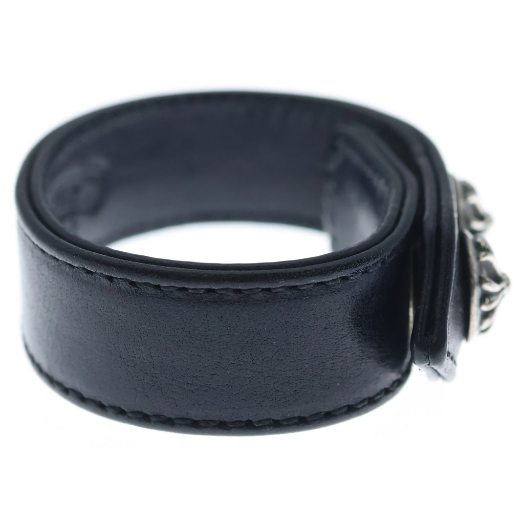 CHROME HEARTS(クロムハーツ) 3BTN 2SNP クロスボール 3ボタン2スナップ レザーブレスレット ブラック/シルバー BCA123