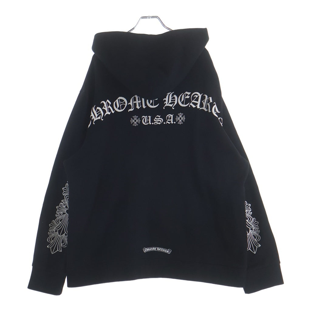 CHROME HEARTS(クロムハーツ) FLRL Zip Hoodie 袖フローラル ジップアップパーカー アーチロゴ ブラック