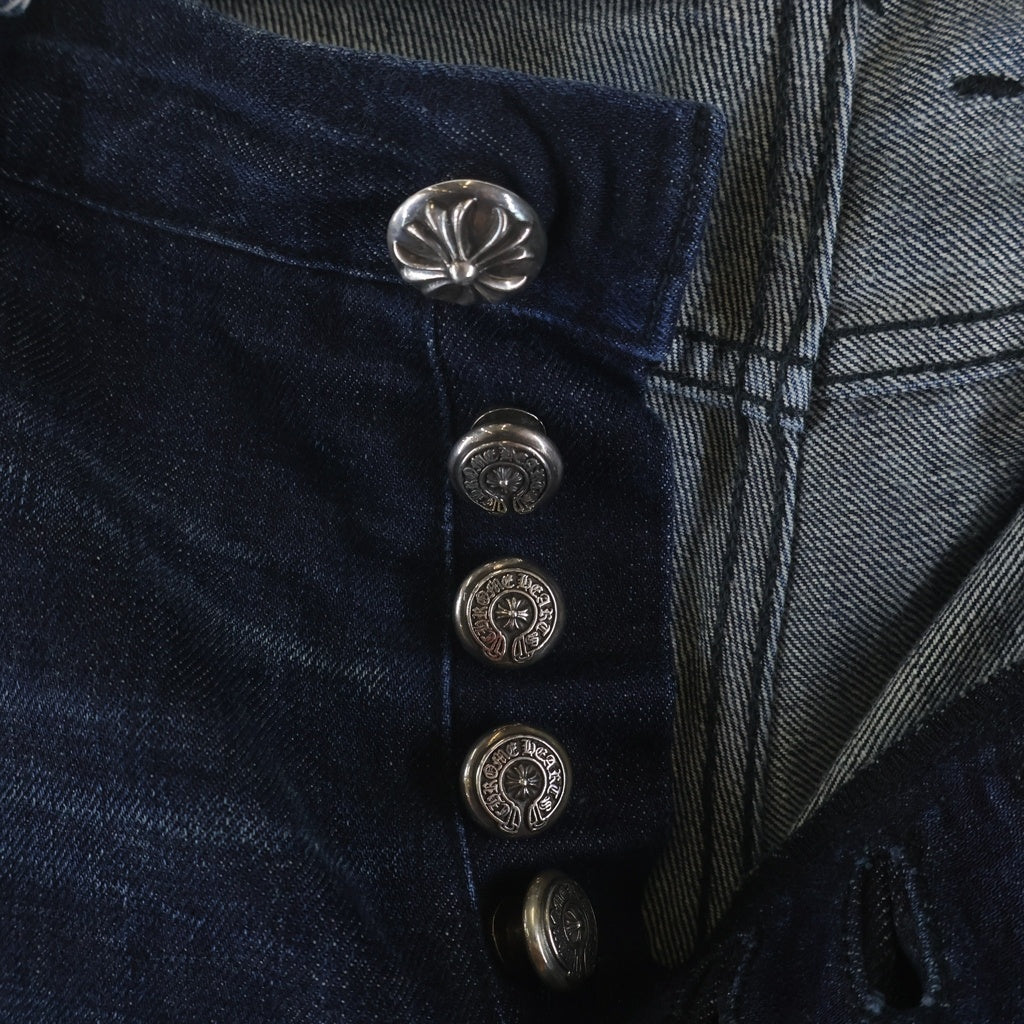 CHROME HEARTS(クロムハーツ) クロスボールボタン ボタンフライ デニム ショーツ ハーフパンツ インディゴ