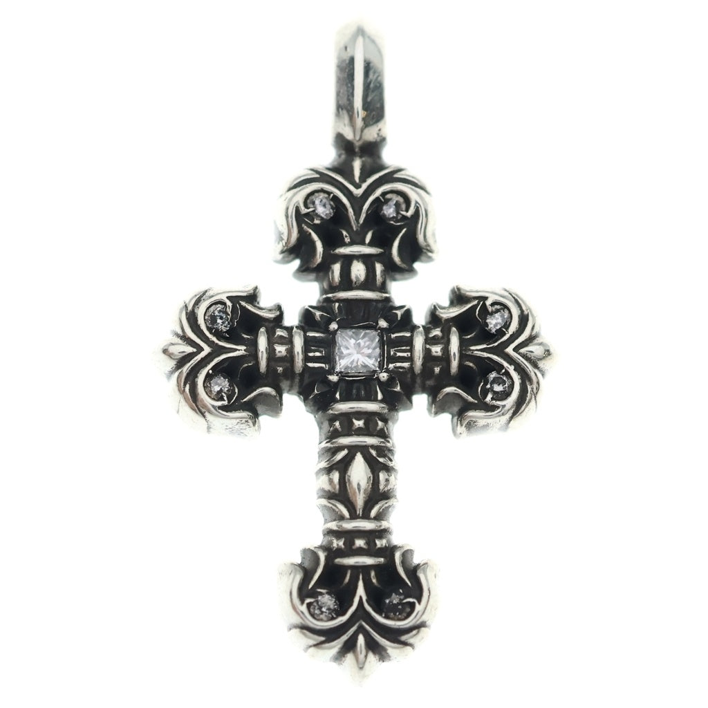 CHROME HEARTS(クロムハーツ) CHARM FILIGREE TINY P DMND タイニーフィリグリー PAVEダイヤシルバーネックレストップ