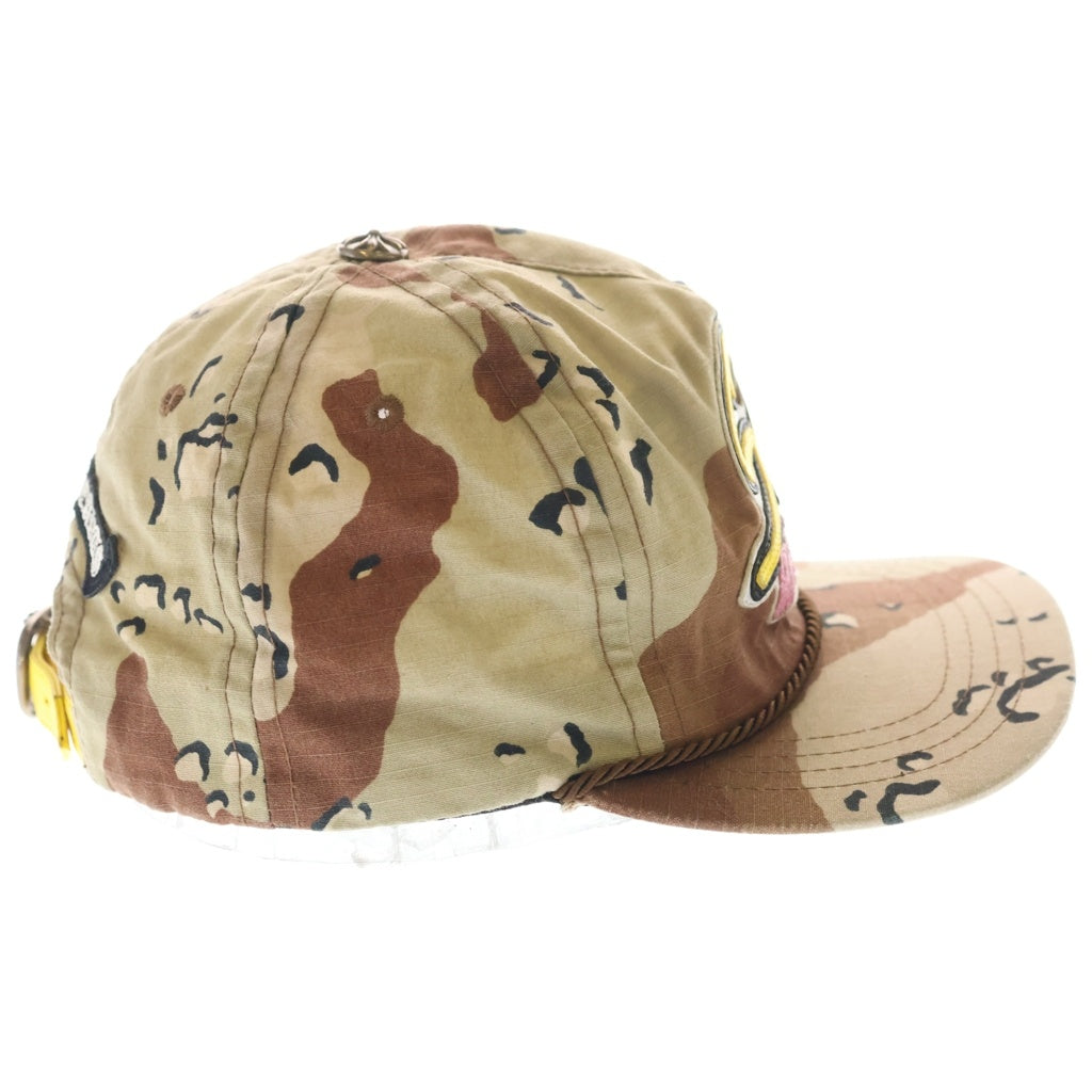 CHROME HEARTS(クロムハーツ) Sex Records 5 Panel Hat Camo ロゴレザーパッチカモフラキャップ帽子 ブラウン/イエロー