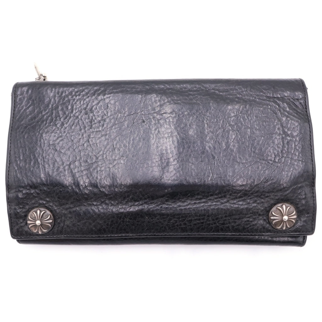 CHROME HEARTS(クロムハーツ) GREASY グリーシー クロスボールボタン レザーウォレット 財布 ブラック
