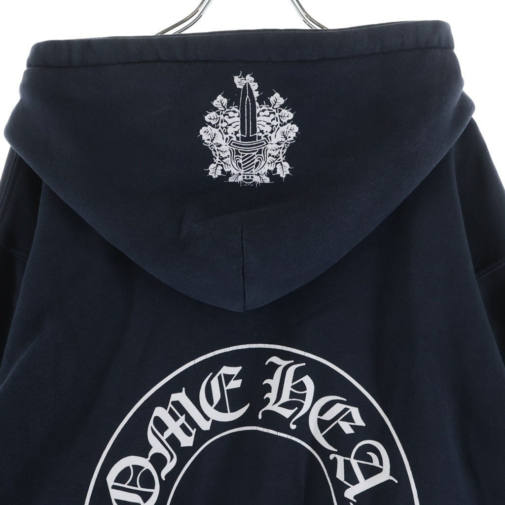 CHROME HEARTS(クロムハーツ) OLD SWTSHRT HD ZIP 袖フローラル バックホースシュープリントジップパーカー ブラック