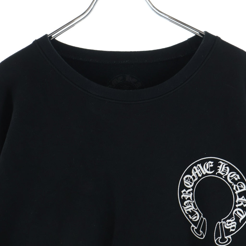 CHROME HEARTS(クロムハーツ) Horseshoe Arm Floral Cross L/S Sweatshirt ホースシュー アームフローラルクロス クルーネック スウェットトレーナー ブラック