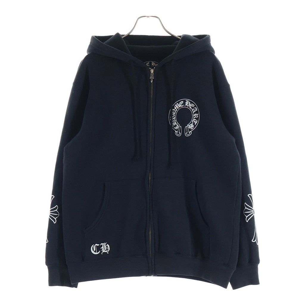 CHROME HEARTS(クロムハーツ) SWTSHRT HD ZIP 袖CHクロス バックスクロールラベルプリント ジップパーカー