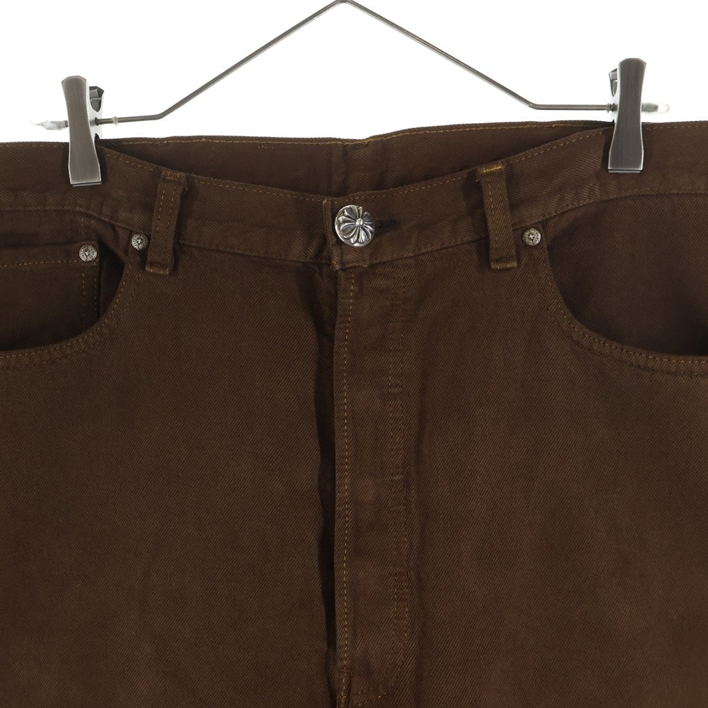 CHROME HEARTS(クロムハーツ) LEVI'S U VNTG JEAN BR RED TAB 501 ハラコレザークロスパッチ付きウォッシュドデニムパンツ ブラウン