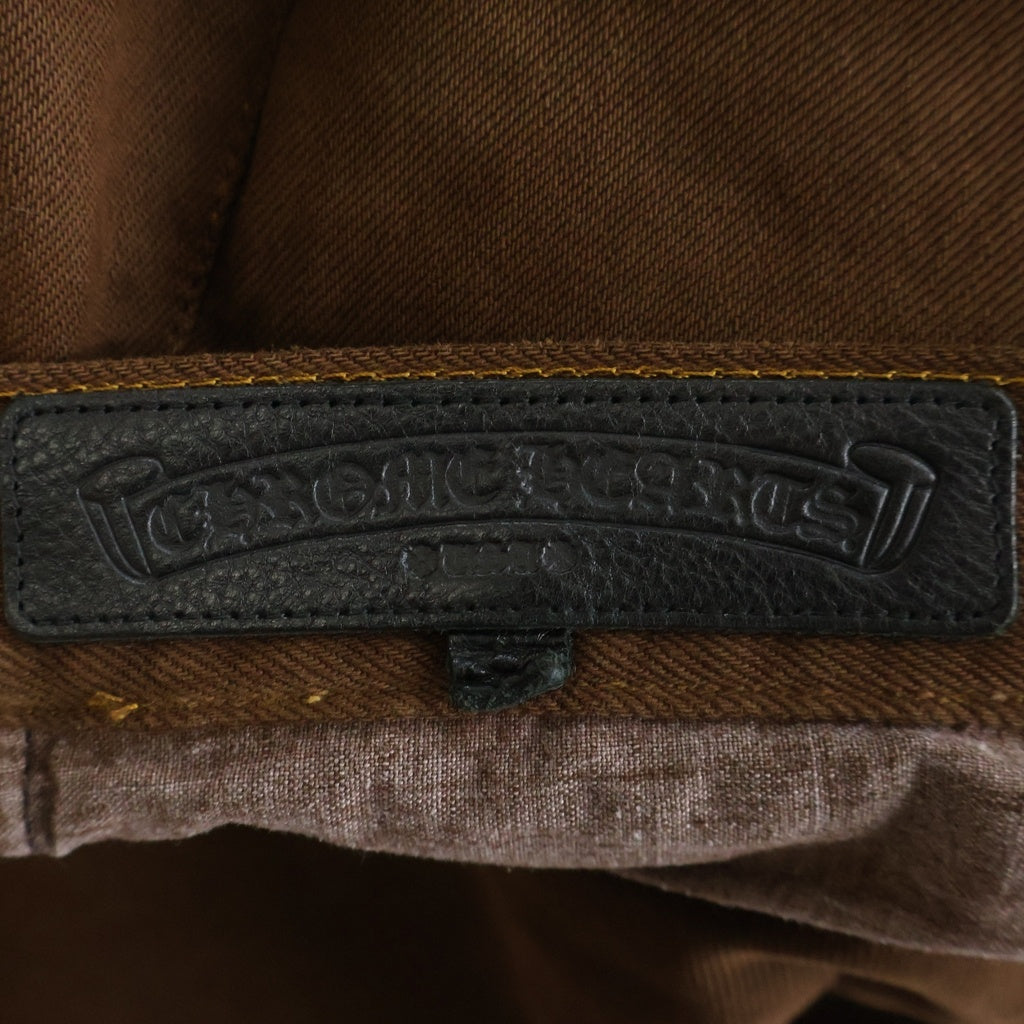 CHROME HEARTS(クロムハーツ) LEVI'S U VNTG JEAN BR RED TAB 501 ハラコレザークロスパッチ付きウォッシュドデニムパンツ ブラウン