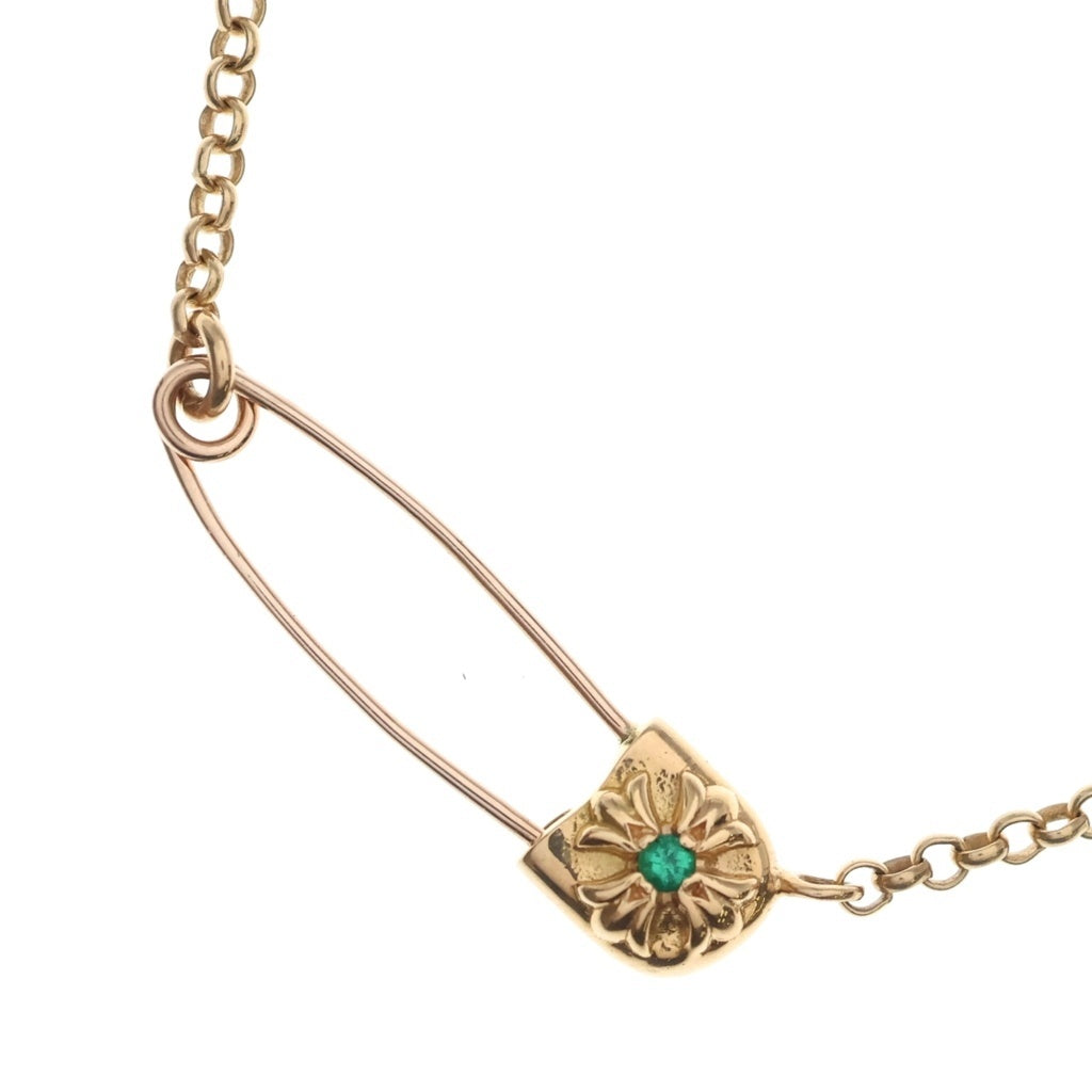 CHROME HEARTS(クロムハーツ) 22K SAFETY PIN NECKLACE R16 1EMRLD セーフティピンネックレス 1エメラルド