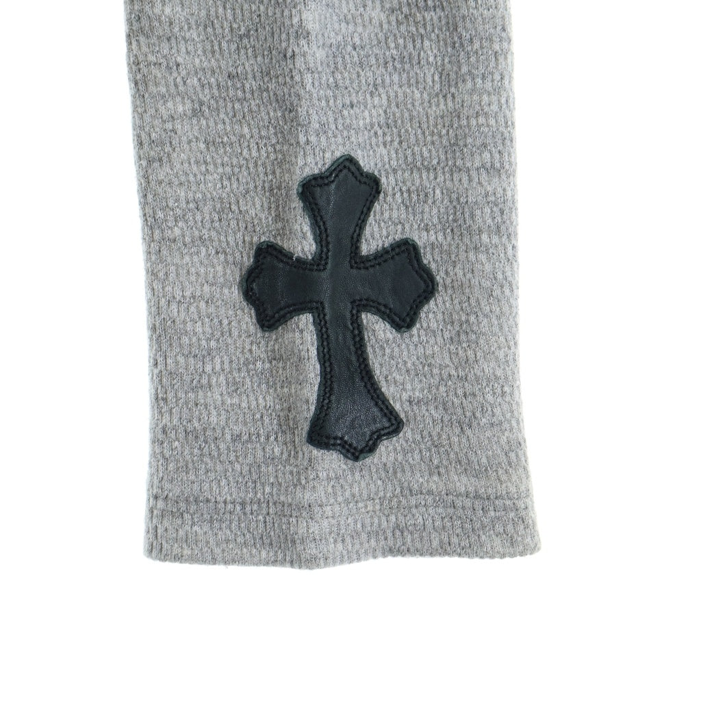 CHROME HEARTS(クロムハーツ) Embroidery Henry Neck ヘンリーネック BSフレアボタン 袖クロスパッチ付き長袖Tシャツ