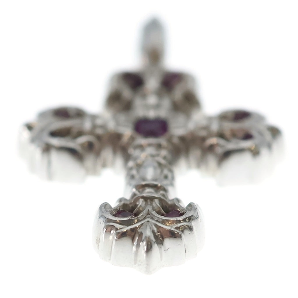 CHROME HEARTS(クロムハーツ) 18K CHARM FILIGREE TINY P SAP タイニーフィリグリー PAVEピンクサファイア ホワイトゴールドネックレストップ