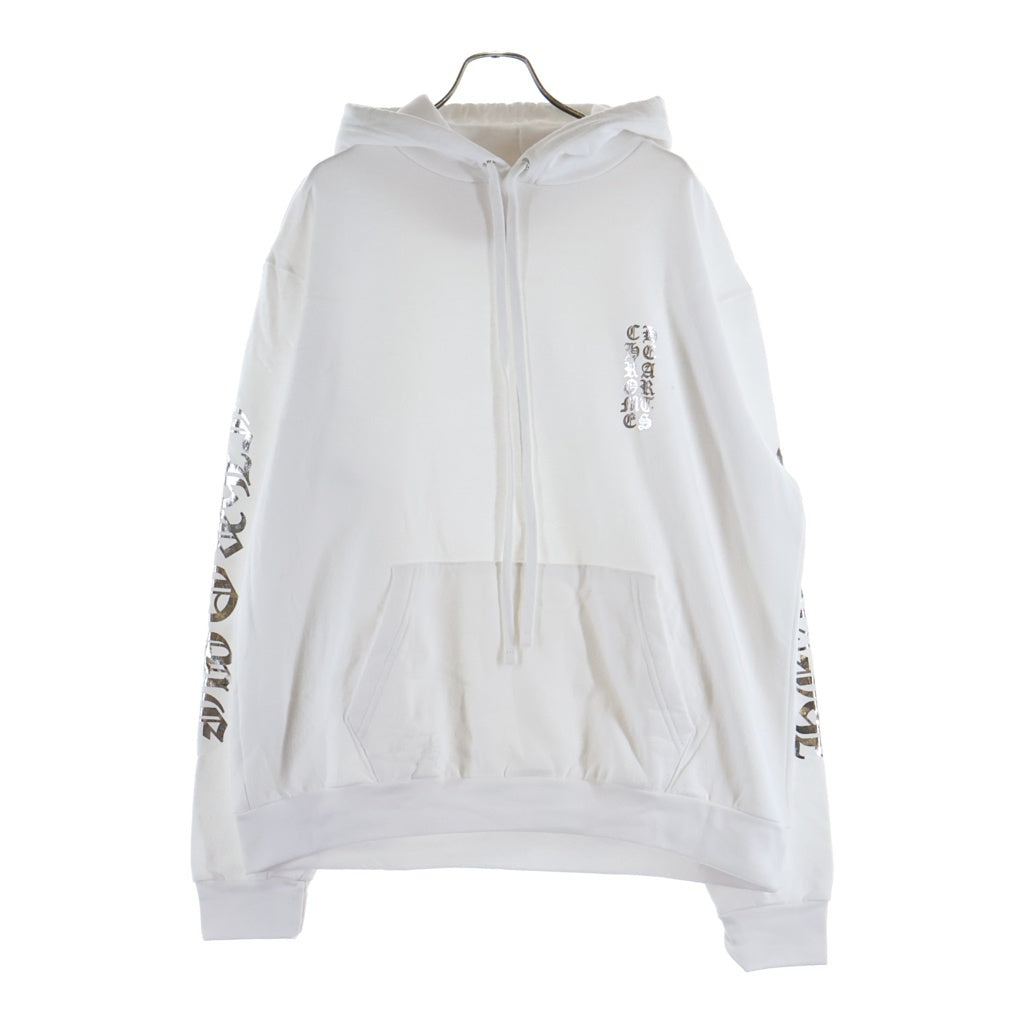 CHROME HEARTS(クロムハーツ) WWW.CHROMEHEARTS.COM SILVER GLITTER HOODIE オンライン限定 グリッター 袖英字プリントプ ルオーバースウェットパーカー