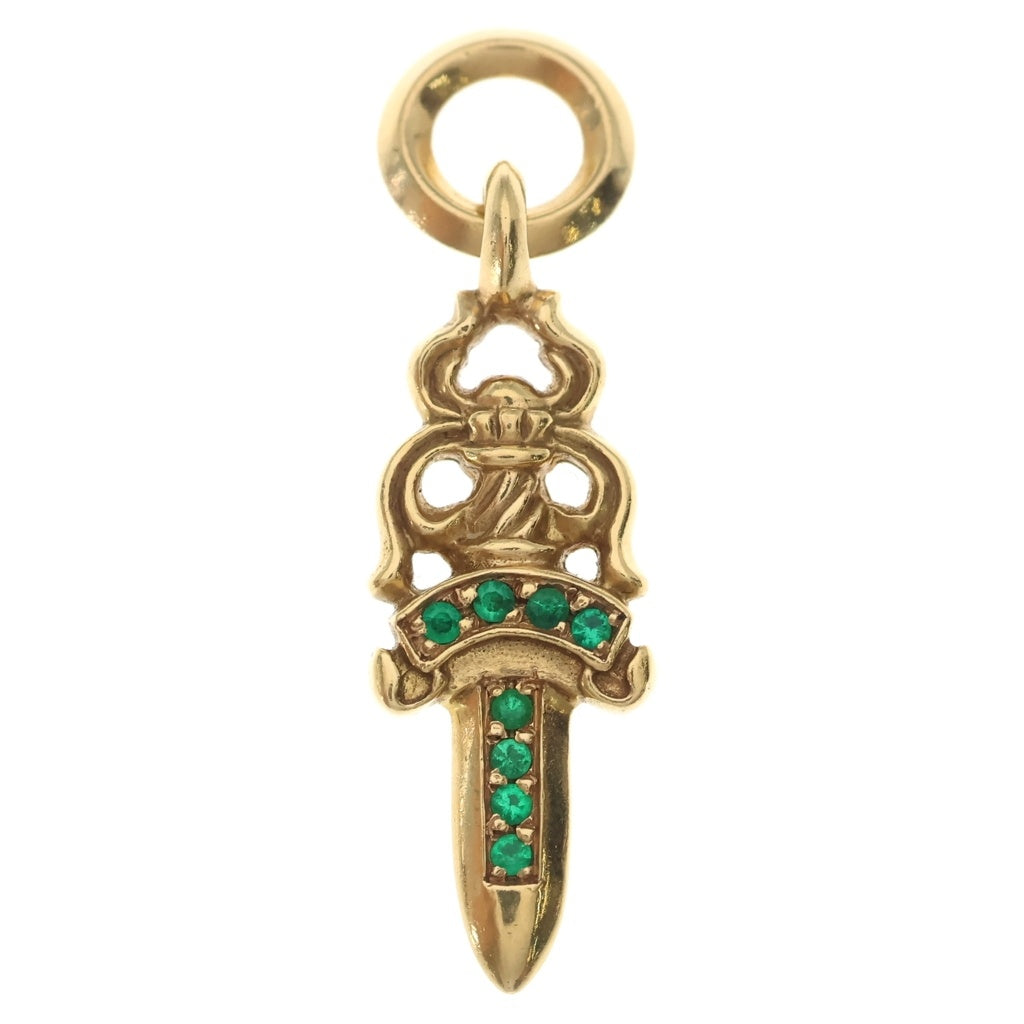 CHROME HEARTS(クロムハーツ) 22K #5DAGGER P EMRLD #5ダガーチャーム PAVEエメラルド PAVEエメラルドネックレストップ