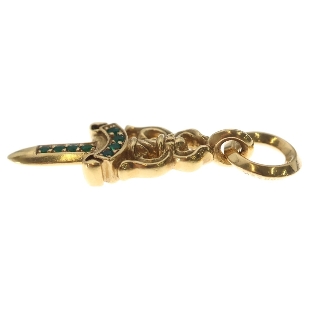 CHROME HEARTS(クロムハーツ) 22K #5DAGGER P EMRLD #5ダガーチャーム PAVEエメラルド PAVEエメラルドネックレストップ