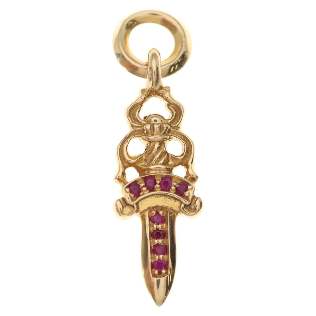 CHROME HEARTS(クロムハーツ) 22K #5DAGGER P RUBY #5ダガーチャーム PAVEルビー チャーム ゴールドネックレストップ