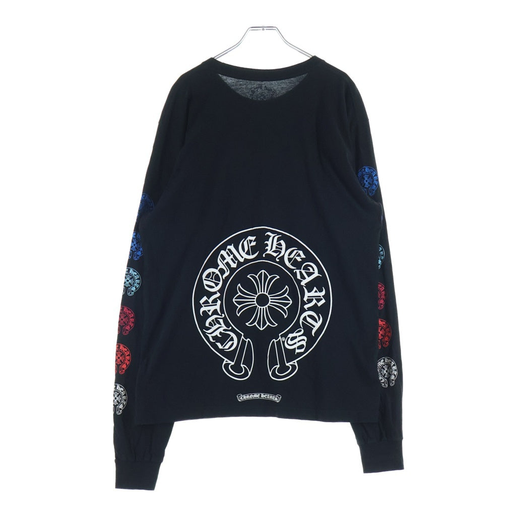 CHROME HEARTS(クロムハーツ) Multi Color Horseshoe L/S T-shirt マルチカラー ホースシュー クルーネック長袖Tシャツカットソー ブラック