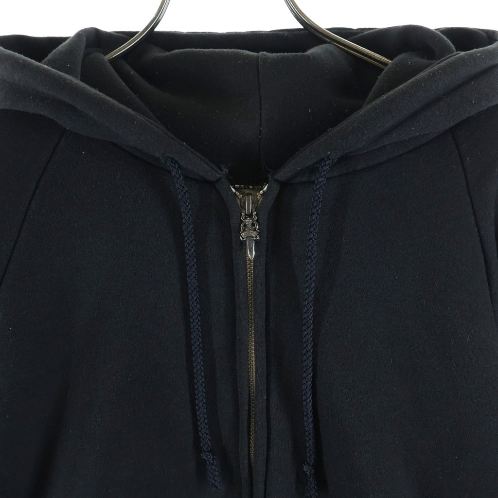 CHROME HEARTS(クロムハーツ) OLD SWTSHRT HD ZIP 袖フローラル バックホースシュープリント 裏地サーマル ジップアップパーカー ブラック