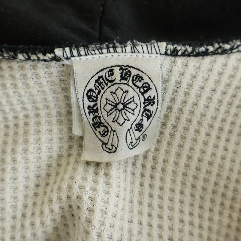 CHROME HEARTS(クロムハーツ) OLD SWTSHRT HD ZIP 袖フローラル バックホースシュープリント 裏地サーマル ジップアップパーカー ブラック