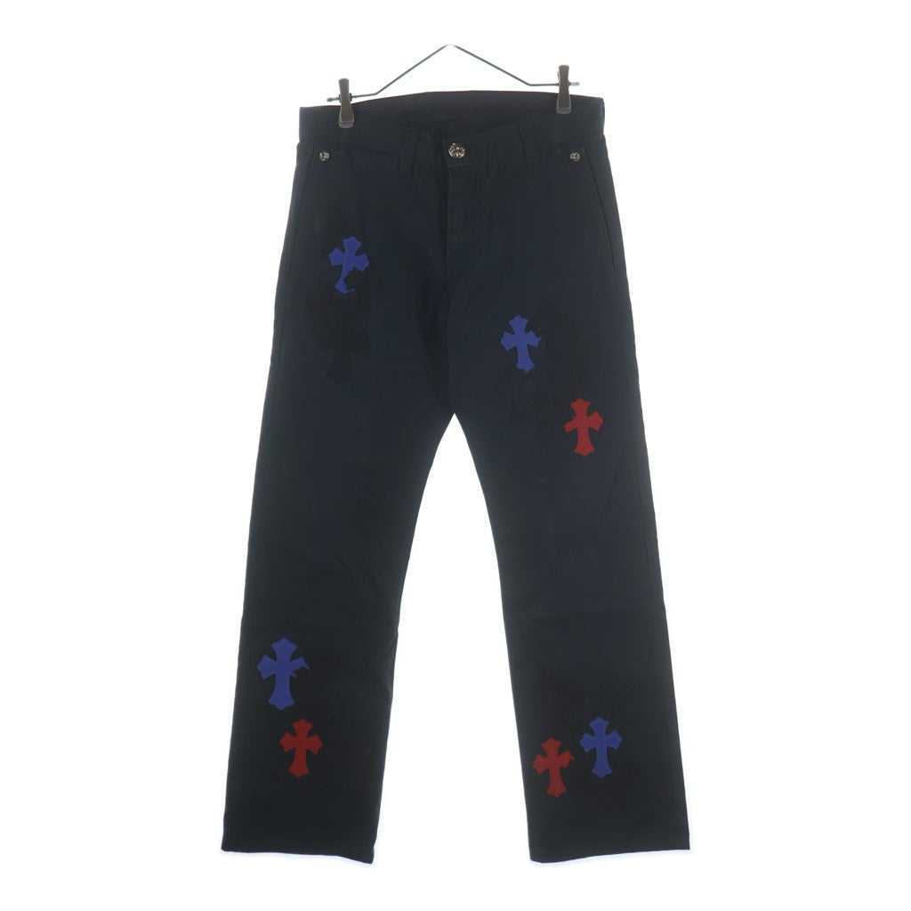 CHROME HEARTS(クロムハーツ) CHINOS CEM CRS PTCH クロスパッチ付きチノロングパンツ ブラック/レッド/ブルー