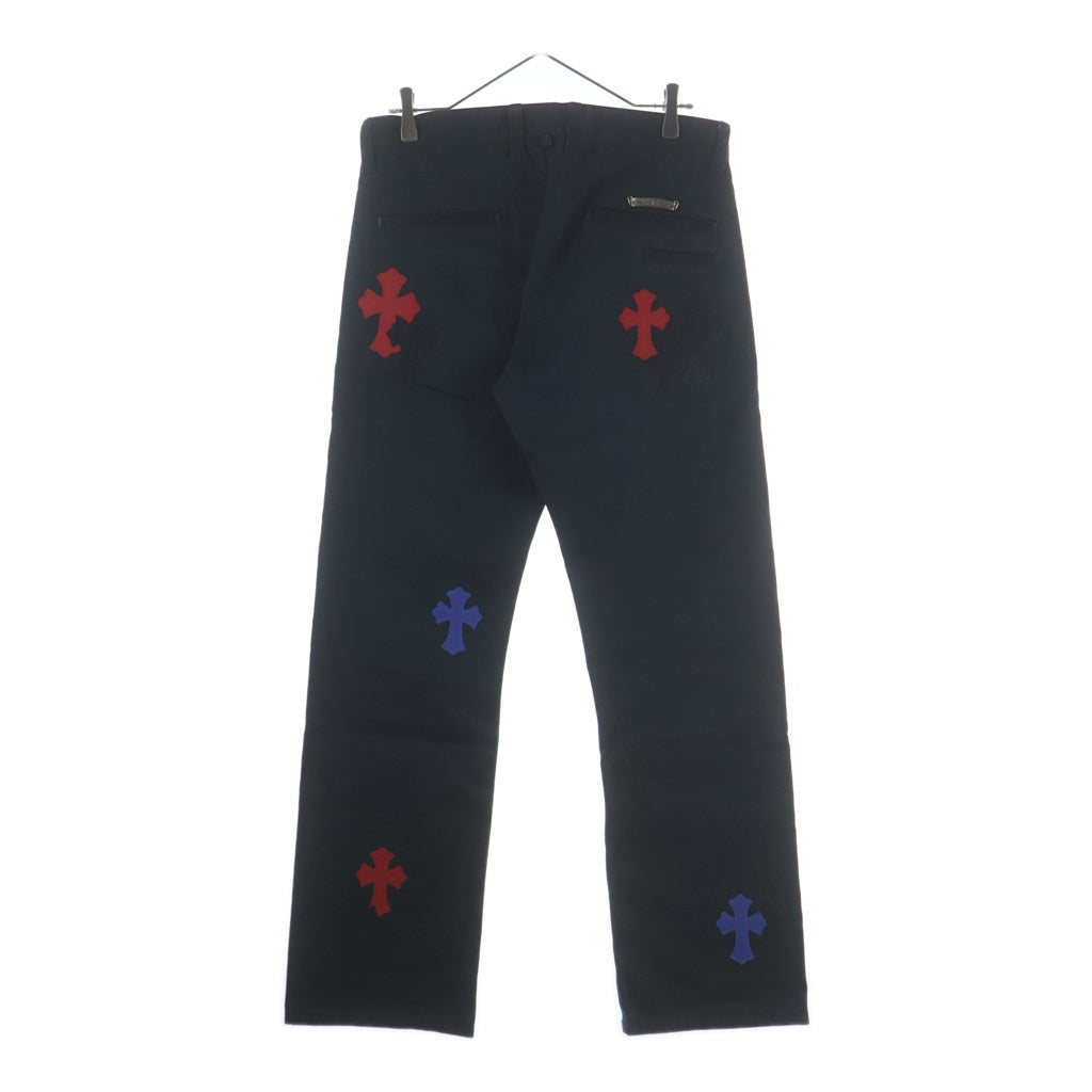 CHROME HEARTS(クロムハーツ) CHINOS CEM CRS PTCH クロスパッチ付きチノロングパンツ ブラック/レッド/ブルー