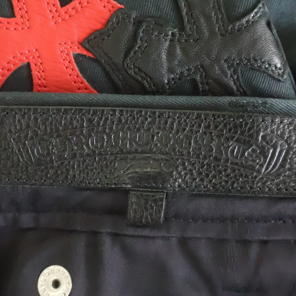 CHROME HEARTS(クロムハーツ) CHINOS CEM CRS PTCH クロスパッチ付きチノロングパンツ ブラック/レッド/ブルー