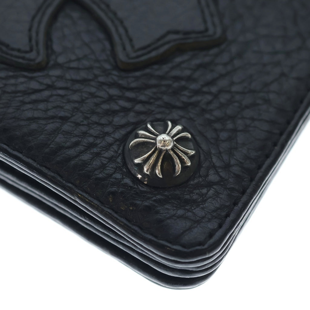 CHROME HEARTS(クロムハーツ) 1ZIP CROSS PATCH 1ジップ クロスパッチ クロスボールボタン レザーウォレット 財布 ブラック