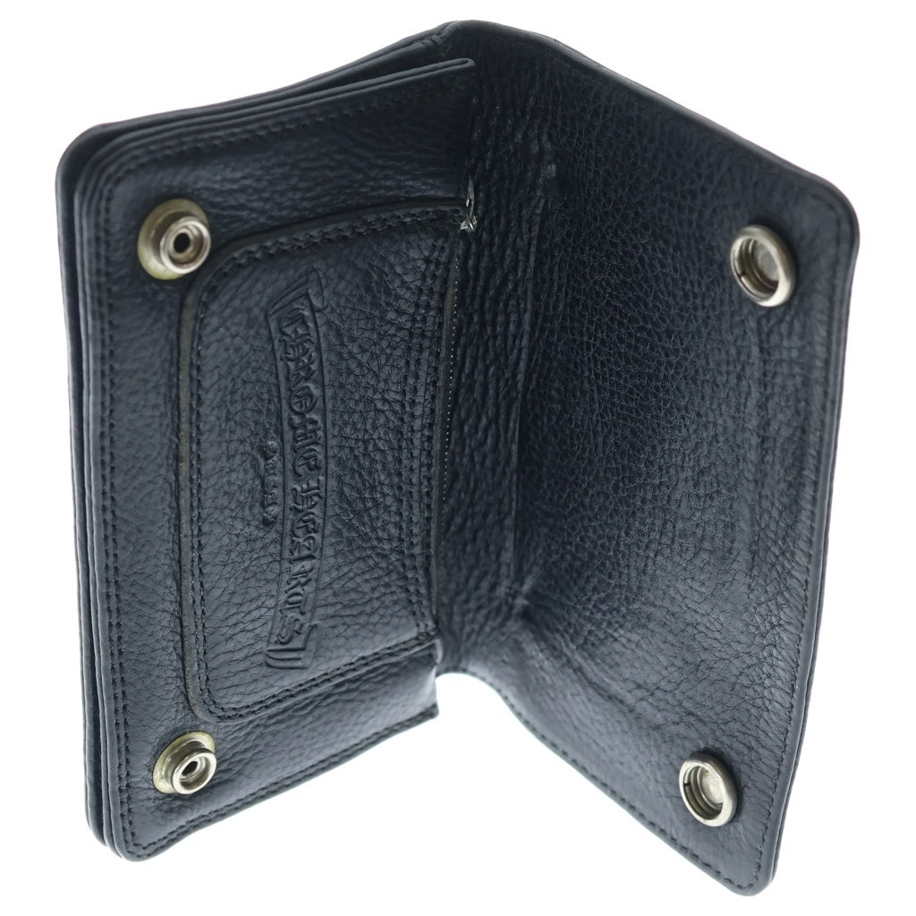 CHROME HEARTS(クロムハーツ) 1ZIP CROSS PATCH 1ジップ クロスパッチ クロスボールボタン レザーウォレット 財布 ブラック