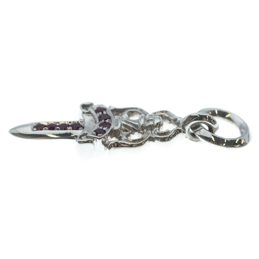 CHROME HEARTS(クロムハーツ) 18K #5DAGGER P SAP#5ダガーチャーム PAVEピンクサファイア ホワイトゴールドネックレストップ