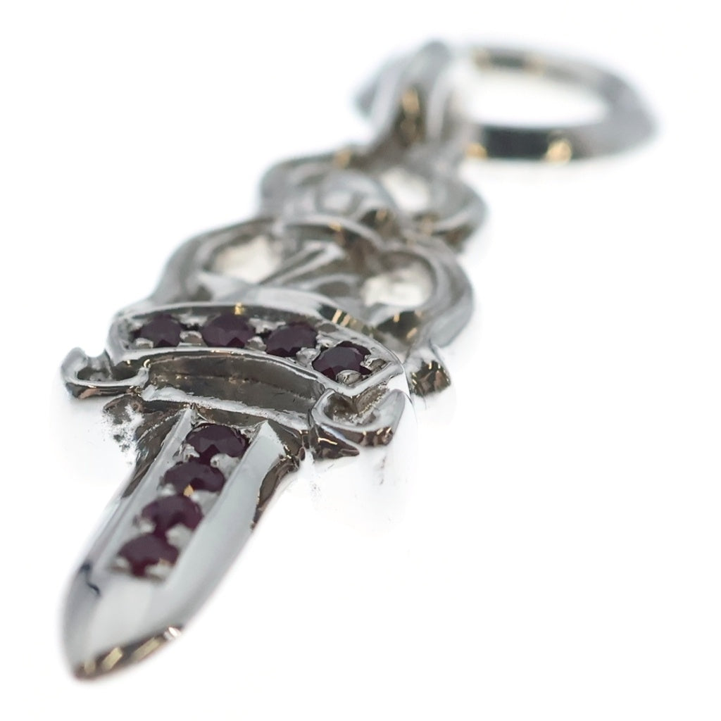 CHROME HEARTS(クロムハーツ) 18K #5DAGGER P SAP#5ダガーチャーム PAVEピンクサファイア ホワイトゴールドネックレストップ