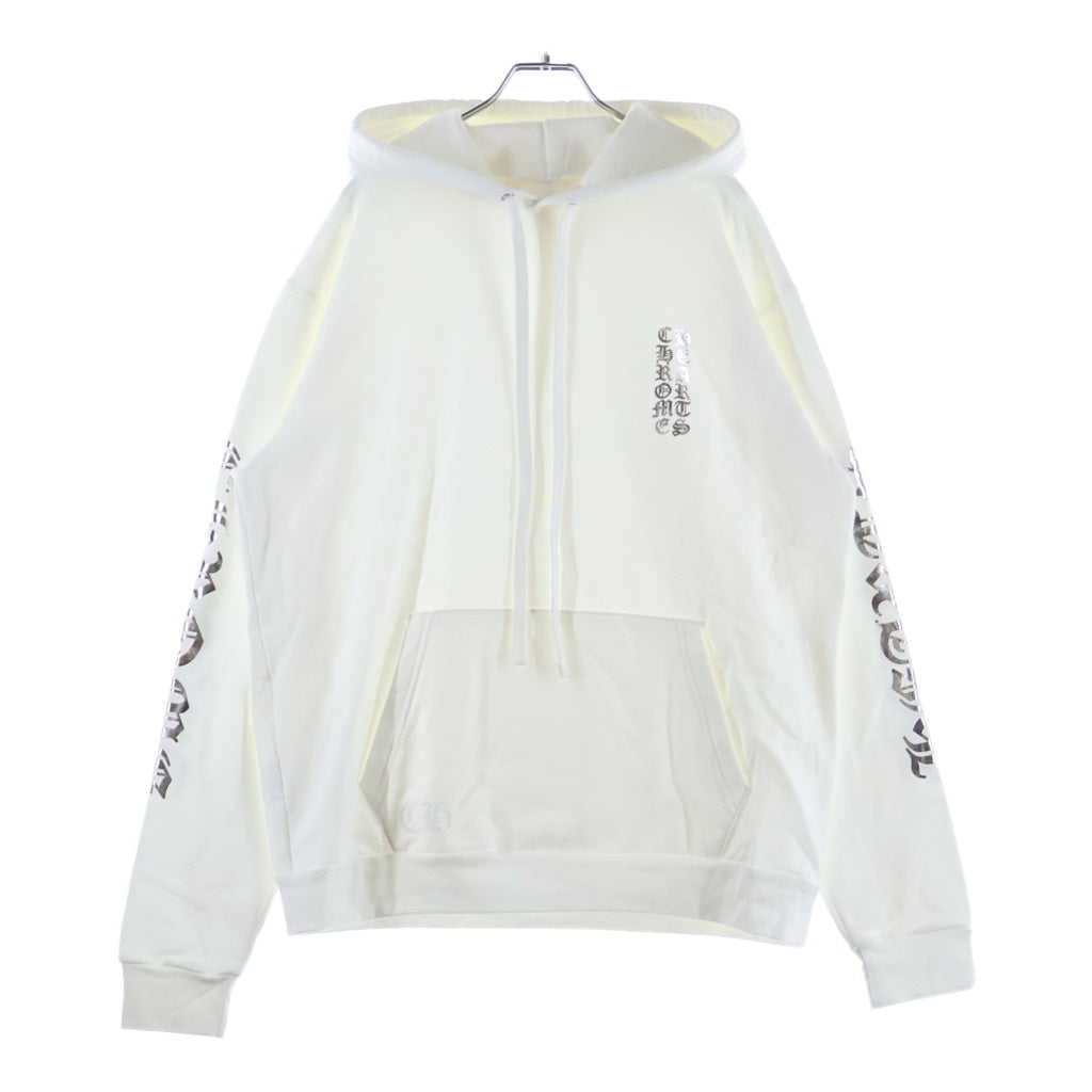 CHROME HEARTS(クロムハーツ) WHITE FOIL HOODIE アームロゴプリントプルオーバーフーディ パーカー ホワイト/シルバー