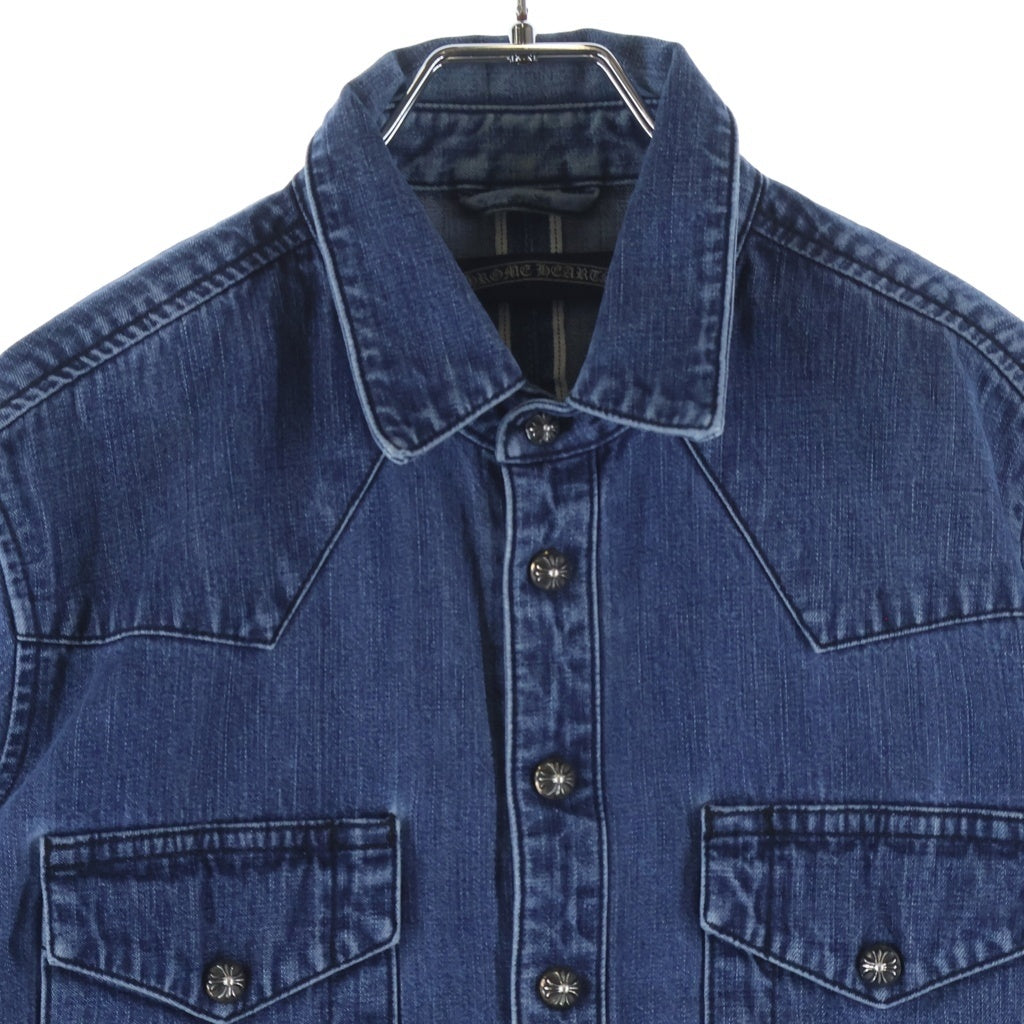 CHROME HEARTS(クロムハーツ) DENIM WESTERN 袖クロスパッチ デニム ウェスタンシャツ 長袖シャツ インディゴ