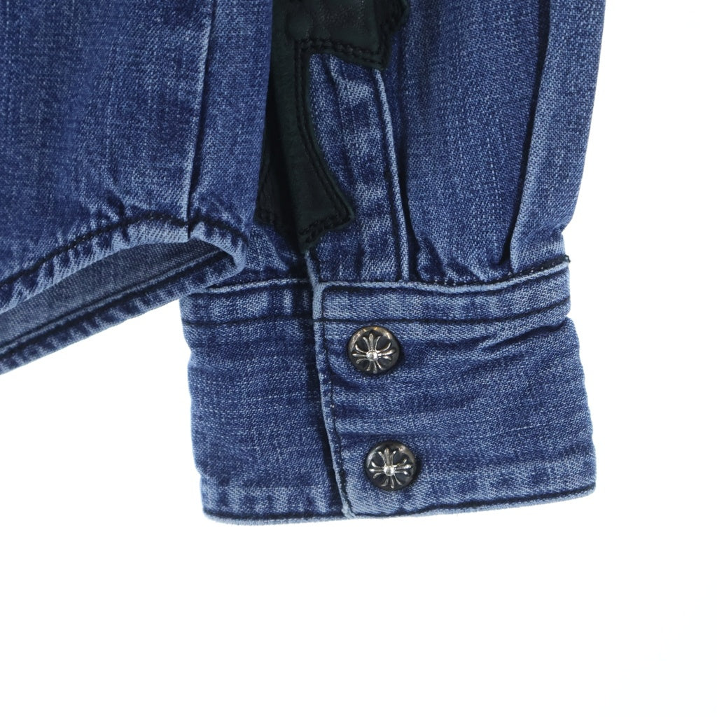 CHROME HEARTS(クロムハーツ) DENIM WESTERN 袖クロスパッチ デニム ウェスタンシャツ 長袖シャツ インディゴ
