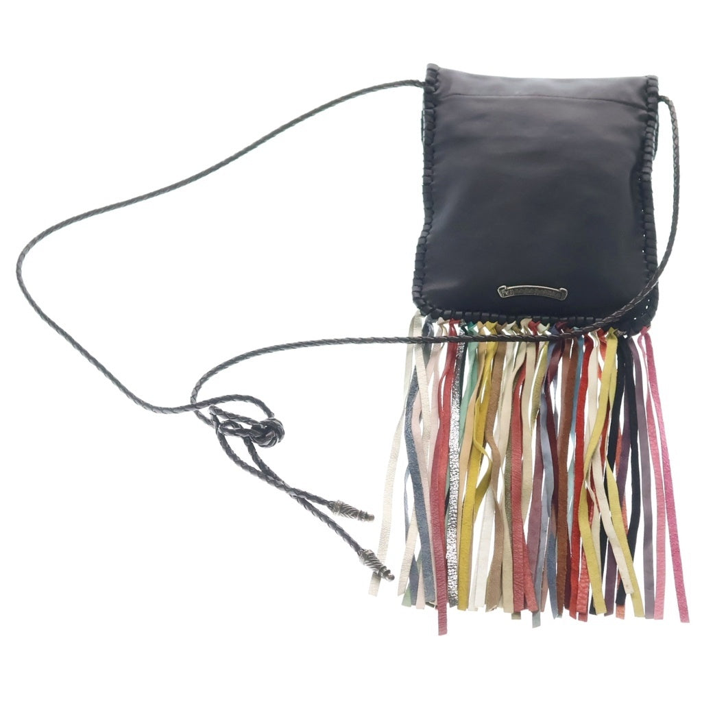 CHROME HEARTS(クロムハーツ) BAG-FLAT HIPPIE w FRINGE ヒッピー マルチセメタリークロス フリンジ装飾レザーショルダーバッグ